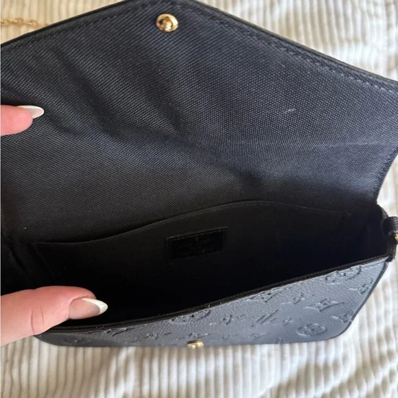 Not Rated Black Embossed Clutch with Gold Chain - Picture 2 of 2